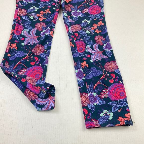 Soft Surroundings Pants Spring Vibrant Floral Print Pull On Zip Ankle S Small - Picture 2 of 13